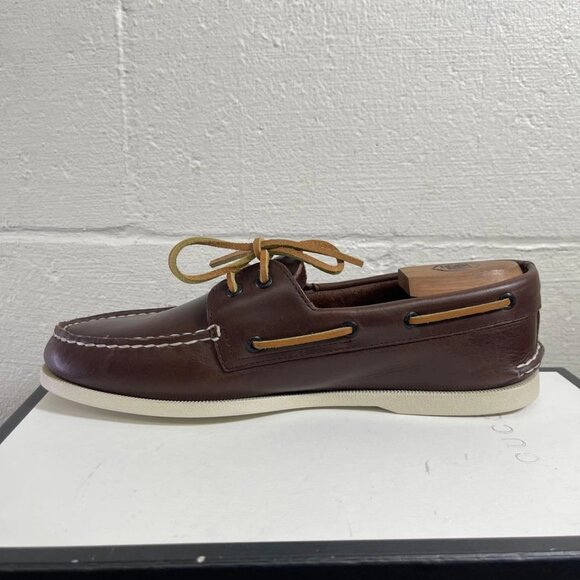 Sperry Top Sider 0195115 Boat Shoe Brown Leather 2 Eye Slip On Men's 11.5 Wide - Picture 5 of 10